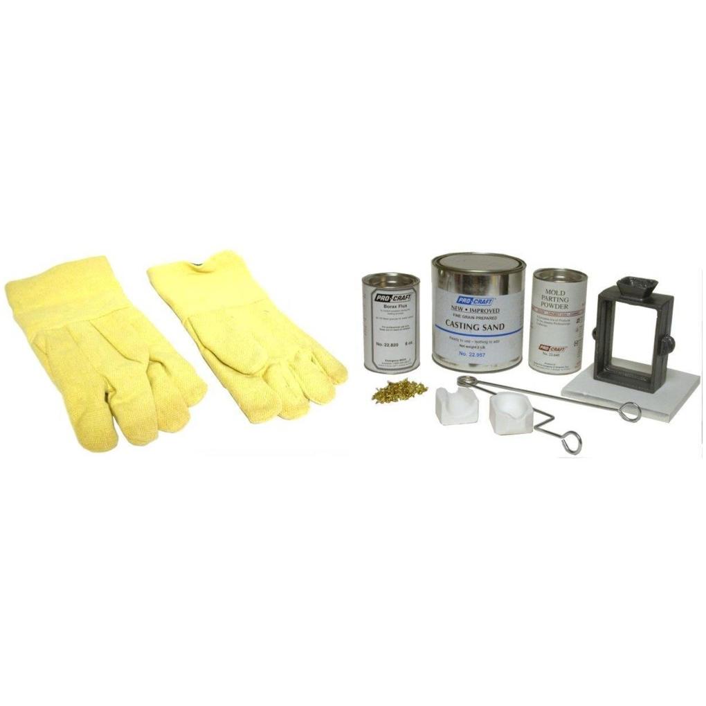 Asbestos Free Crucible Oven Gloves &#x26; 7pc Jewelers Casting Sand Tool Kit Complete