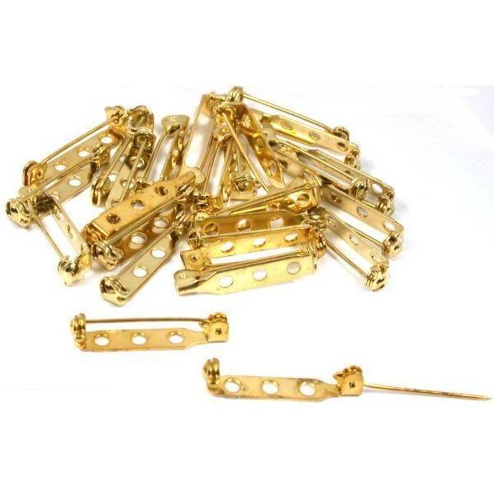 25 Bar Pin Backs Broach Hat Badge Jewelry Safety Parts