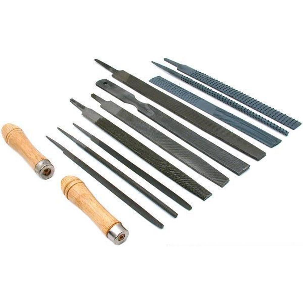10 Large Files &#x26; Handles Metal Wood Filing Hand Tools
