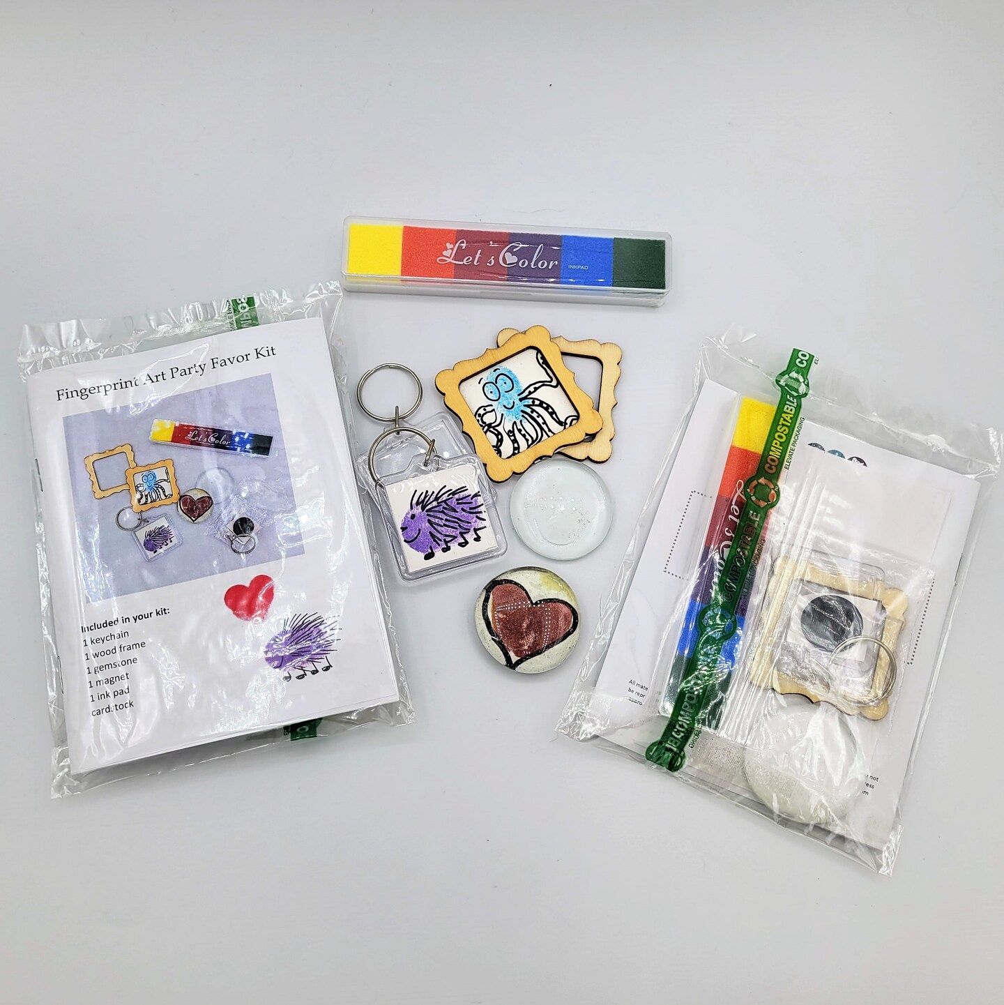 Ink and Trinket Kids DIY Fingerprint Art Party Favors, Individually Wrapped Craft Kit for Kids
