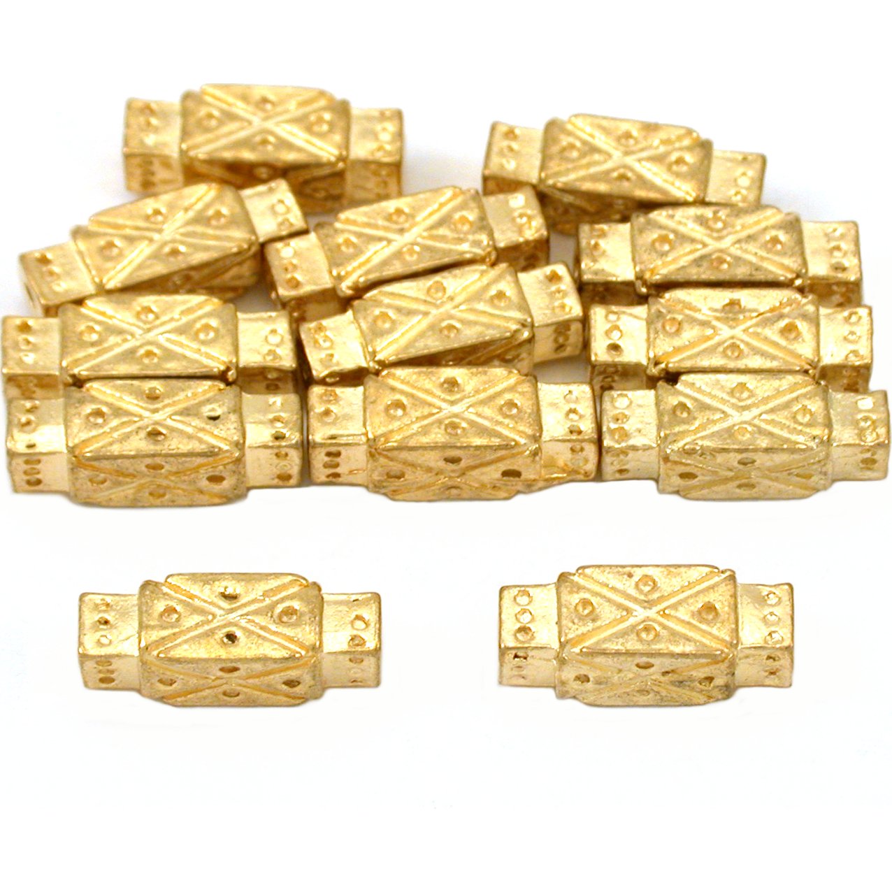 Rectangle Tube Beads Gold Plated Beading 13mm Approx 12