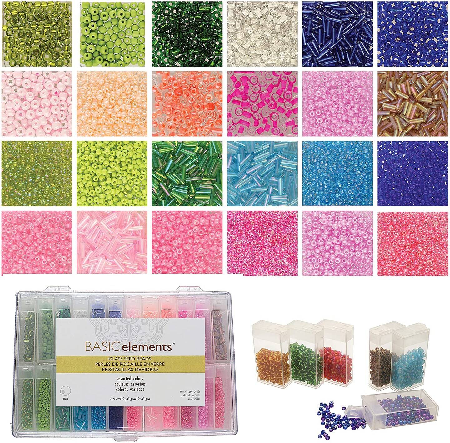 The Beadmith Basic Elements Glass Seed Beads, Assorted Colors, 11/0 & 6