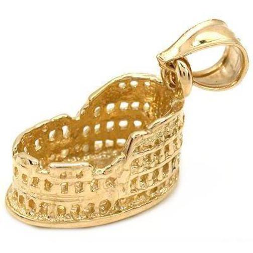 14K Gold Rome Coliseum Charm Roman Travel 12mm
