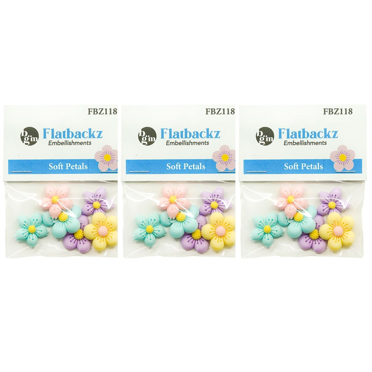 Buttons Galore Flatback Embellishments for Crafts - Soft Petals - 18 Pieces