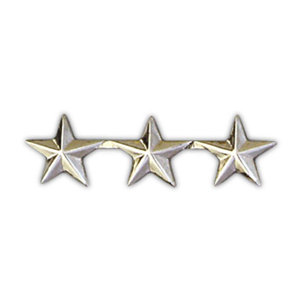 U.S. Army 3 Star General Pin Silver Plated 2&#x22;\