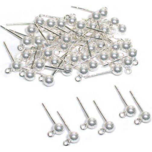 26 Ball Loop Earrings 4mm Round Sterling Silver Parts