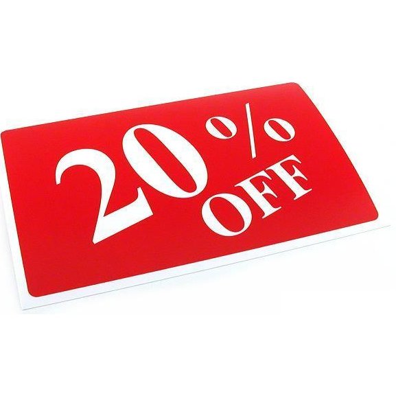 6 20% Off Display Signs Showcase Window Sale Message