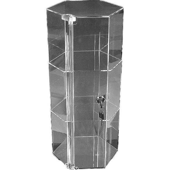 Large Revolving Rotating Showcase Display Locking Acrylic Case