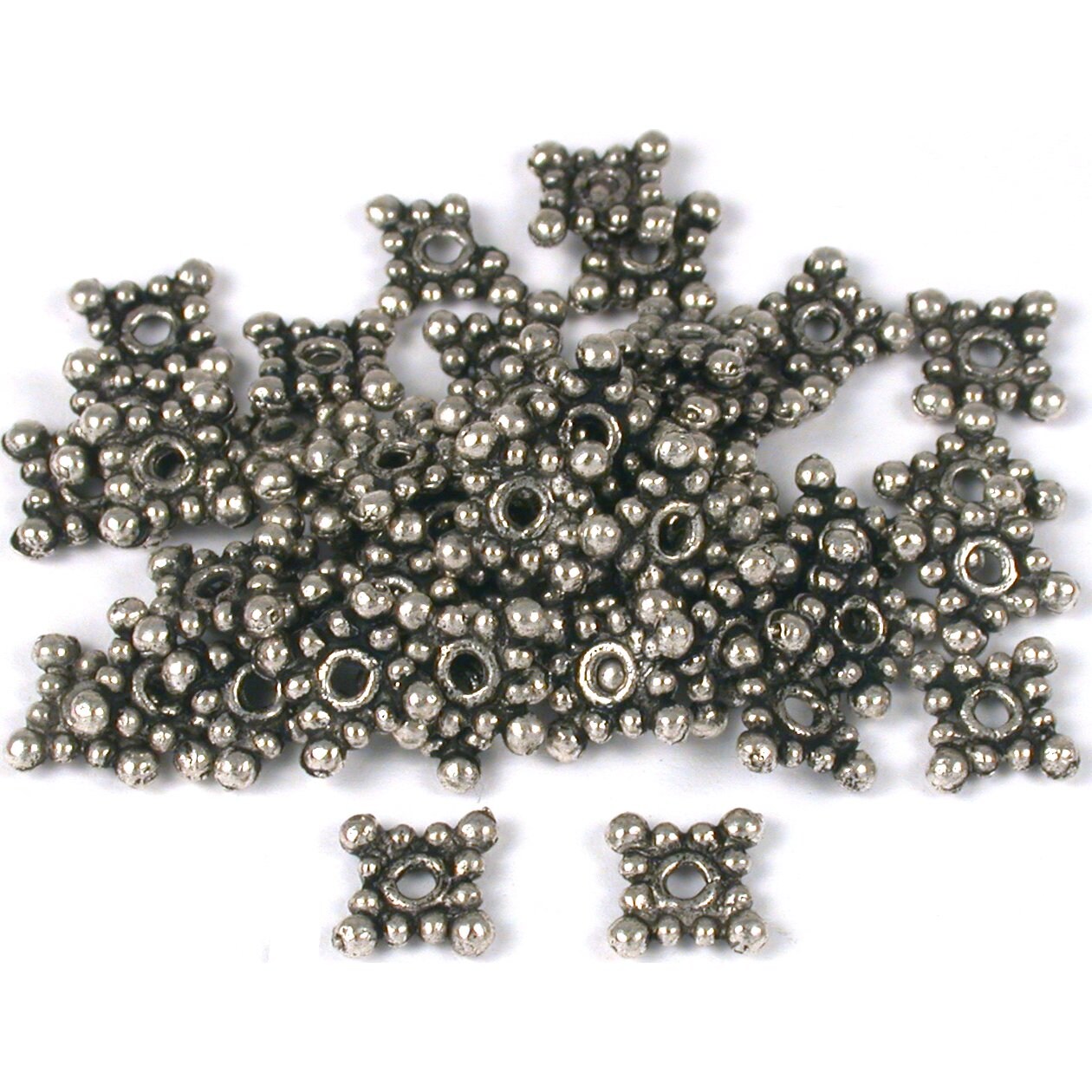 Square Bali Spacer Beads Antq Silver Plt 8mm Approx 50