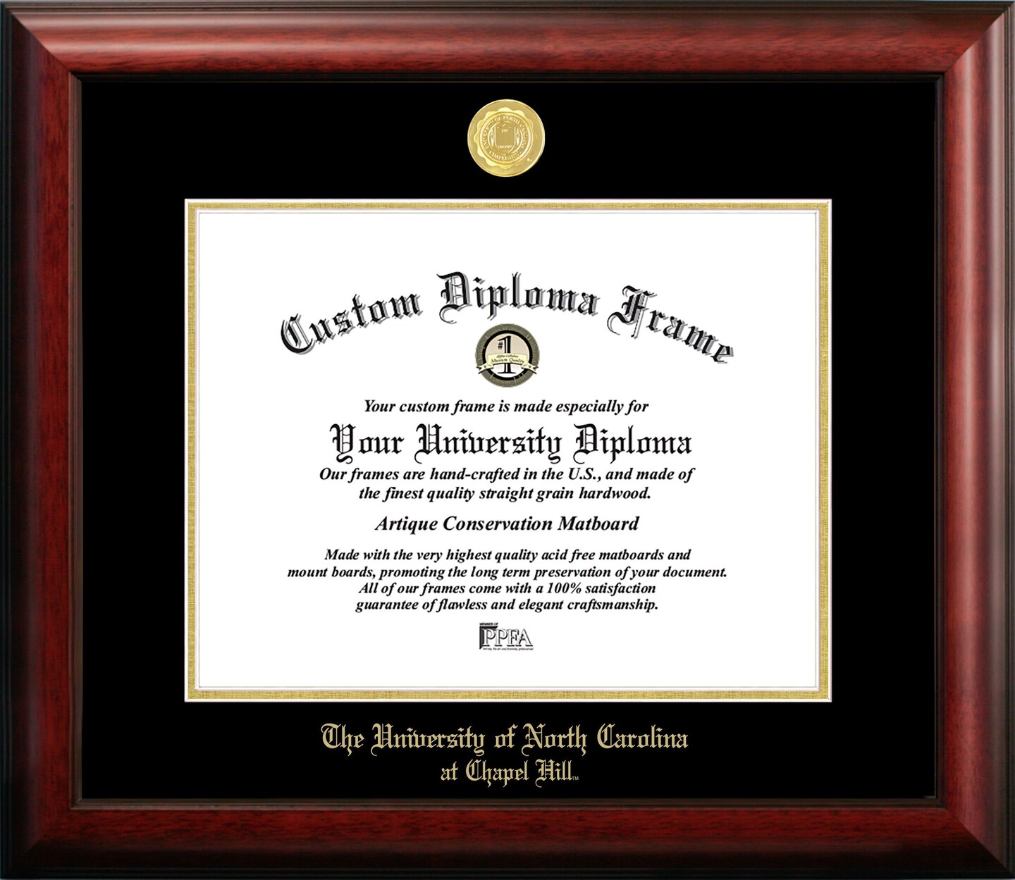 University of North Carolina, Chapel Hill 14w x 11.5h Gold Embossed Diploma Frame