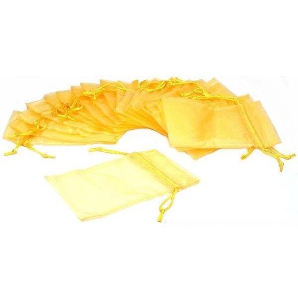 24 Yellow Organza Drawstring Pouches Jewelry Showcase Gift Bags 4x5"