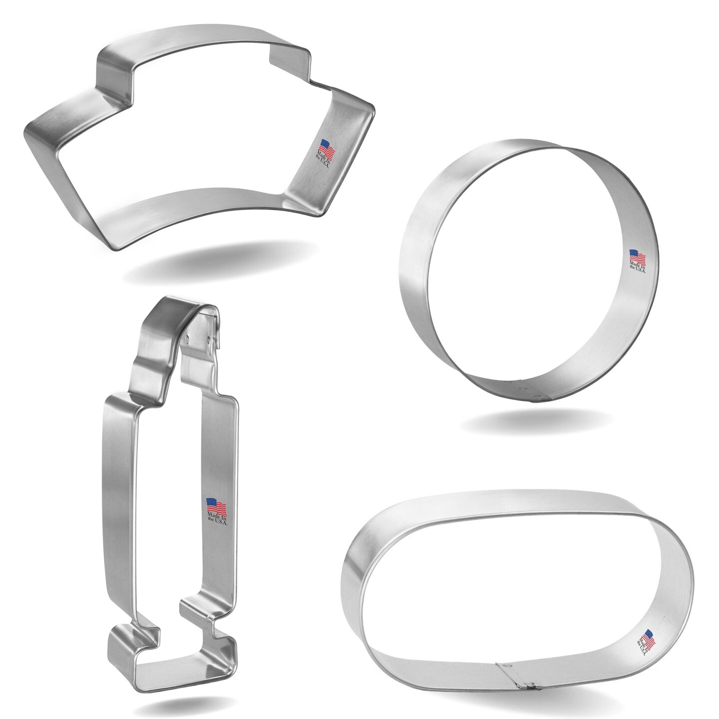 CookieCutter.com Nurse 4 Piece Cookie Cutters Set, Syringe, Hat, Circle Pill, Oval Tablet, Tin Plate Steel, USA