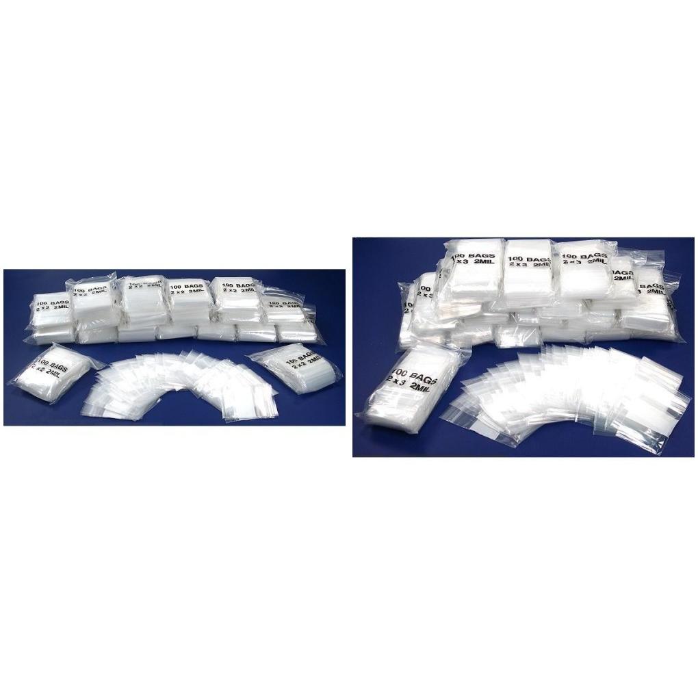 2 Mil 2 x 3 Clear with White Block Resealable Poly Bags, Pack of 100