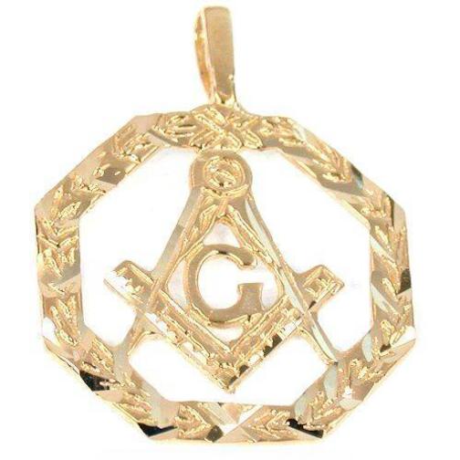 14K Gold Freemason Charm &#x26; 18&#x22; Chain