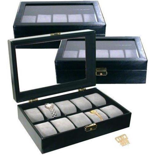 3 10 Watch Glass Top Showcase Boxes Jewelry Displays