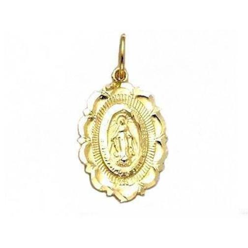 14K Gold Virgin Mary Necklace - Medallion Necklace - Miraculous Medal Religious Necklace
