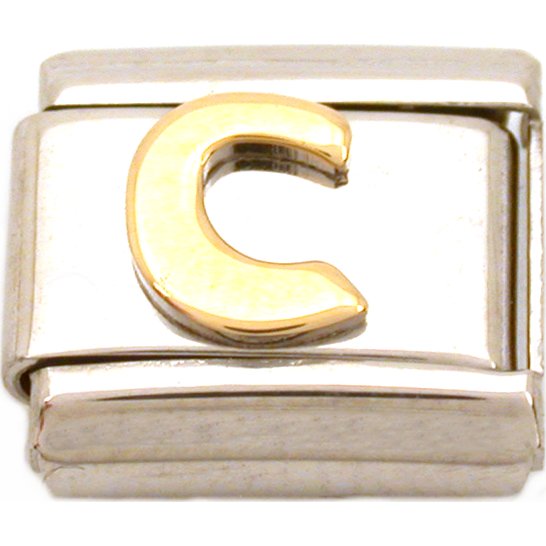 C Italian Charm Gold Plated Letter