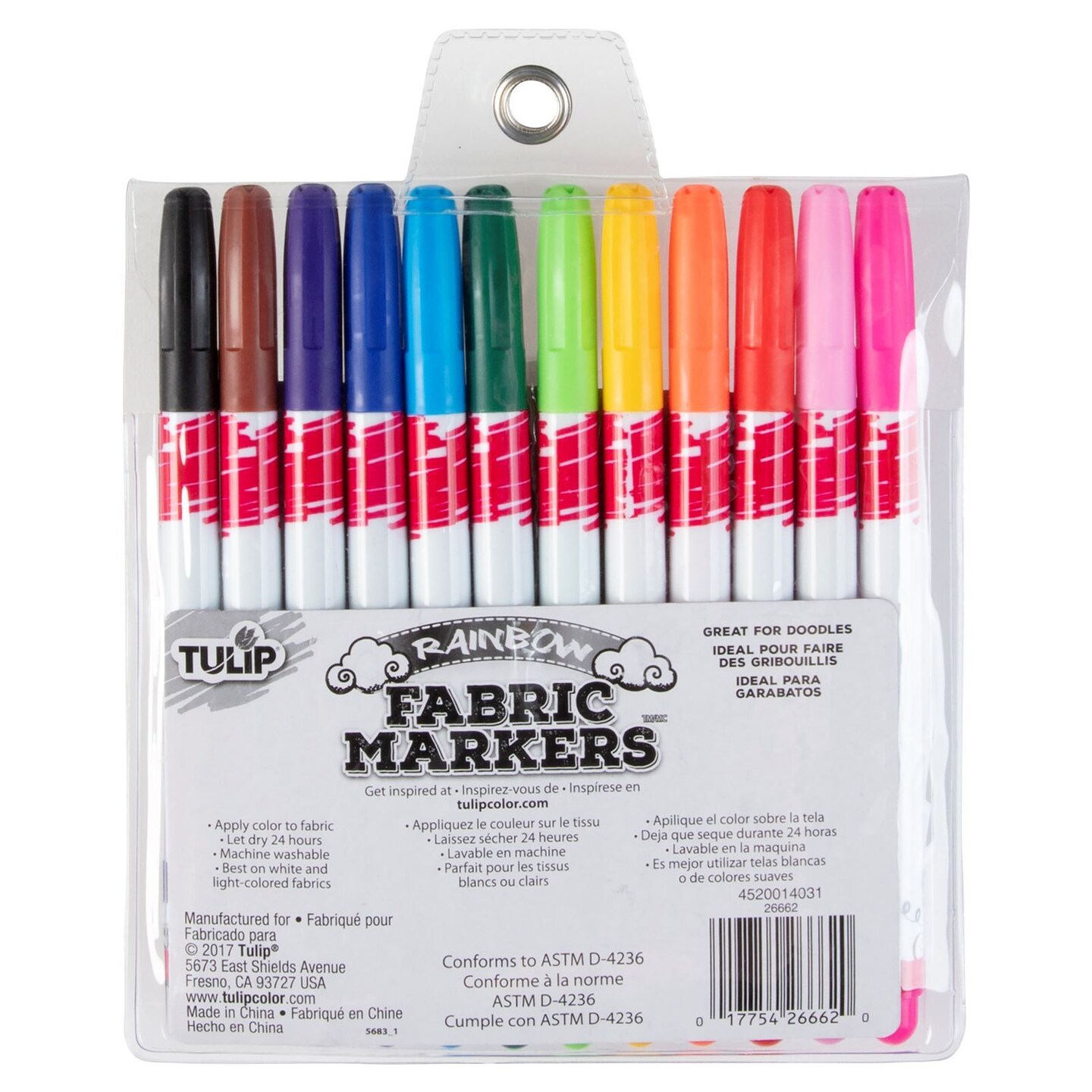 Tulip Fine-Tip Fabric Markers Rainbow 20 Pack