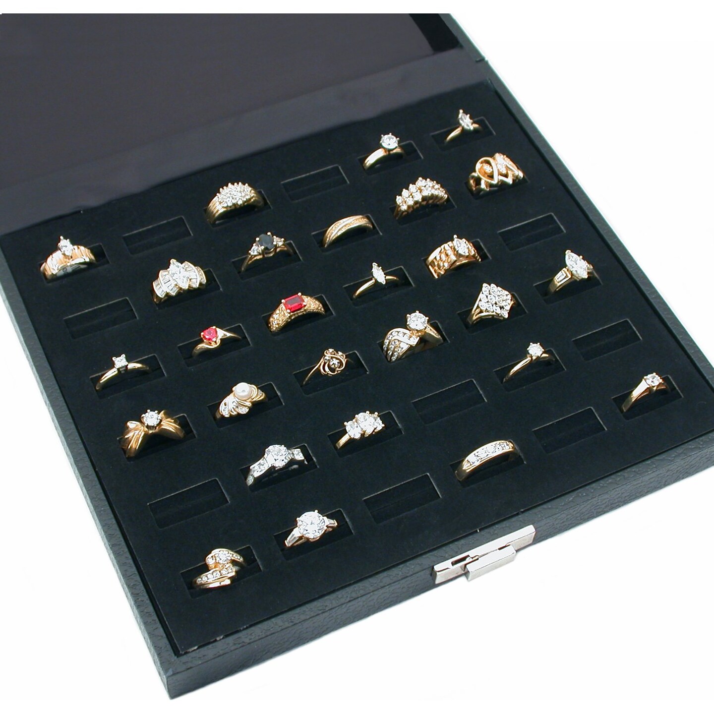Two Findingking 36 Slot Ring Trays Black Travel Jewelry Showcase Display 2 Pcs