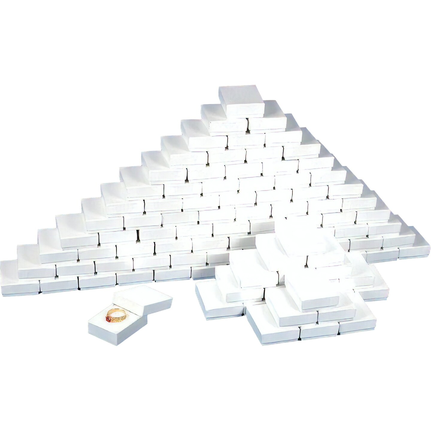 100 White Swirl Cotton Charm Jewelry Boxes Gift Display 2 3/16" x 1 3/4" x 3/4"