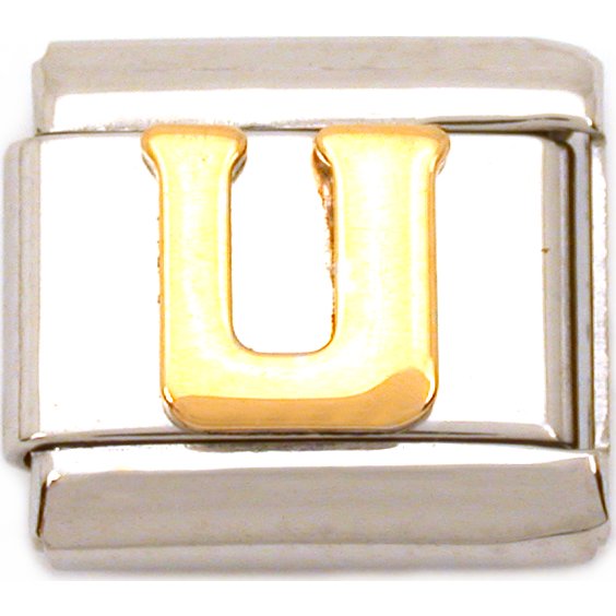 U Italian Charm Gold Plated Letter