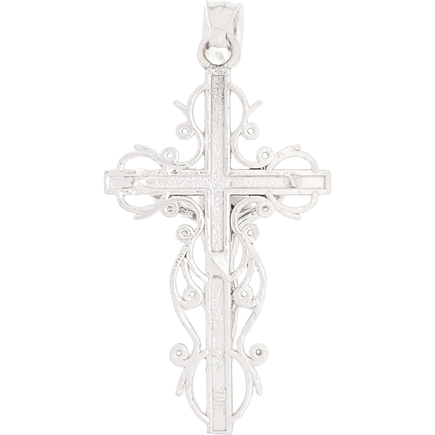 14K White Gold Crucifix Charm 18&#x22; Chain Jewelry