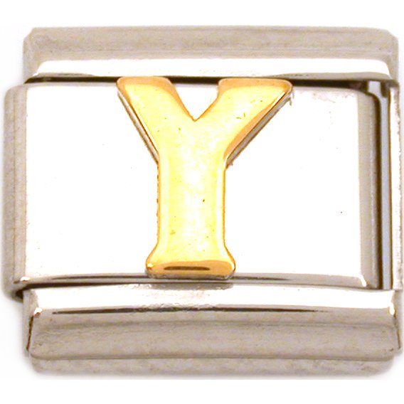 Y Italian Charm Gold Plated Letter