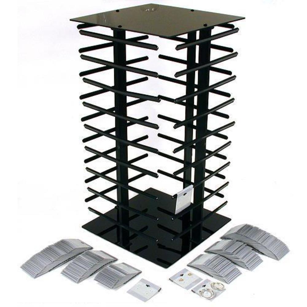 200 Gray Hanging Earring Cards Revolving Rotating Display Stand