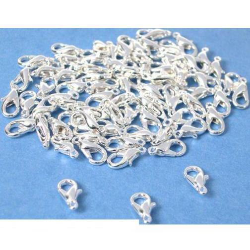 75 Silver Plated Mini Lobster Claw Clasps 10mm Lead &#x26; Nickel Free