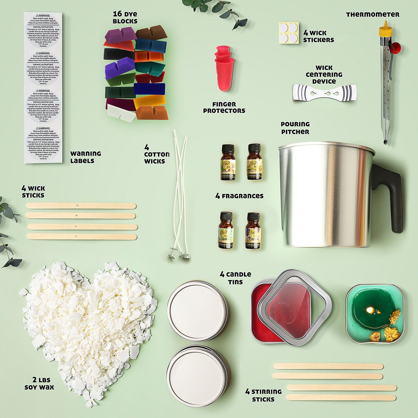 Diy Candle Making Kit Supplies, Soy Wax Diy Candle Craft Tools, Include Candle  Making Pouring Pot, Thermometer, Candle Wick, Colorful Wax Block, Essential  Oil, Wick Sticker, Hole Candle Wick Holder, Natural Soy