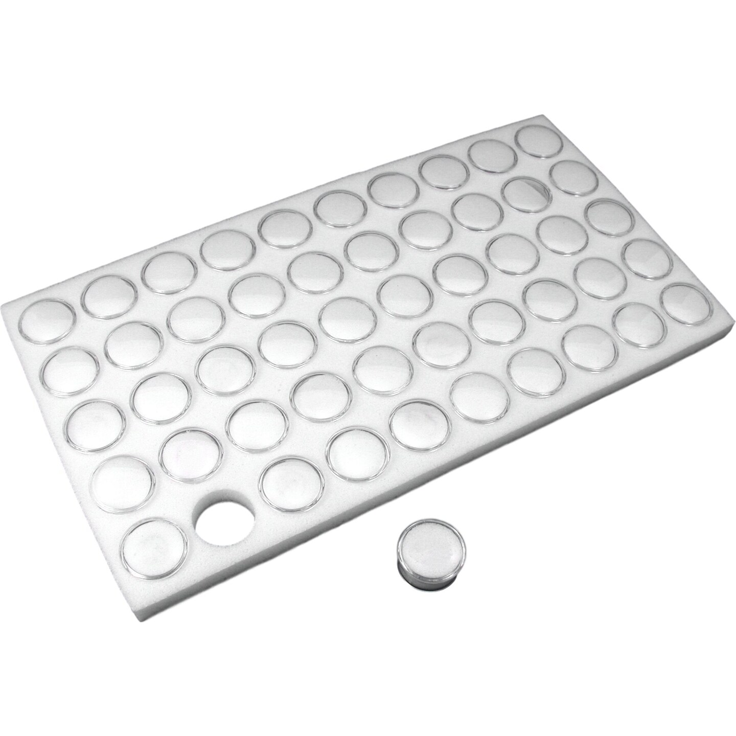 White Plastic Stackable Jewelry Display Tray w/ White 50 Gem Jar Insert