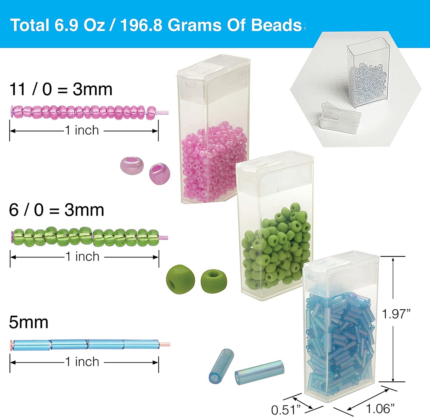 The Beadmith Basic Elements Glass Seed Beads, Assorted Colors, 11/0 & 6