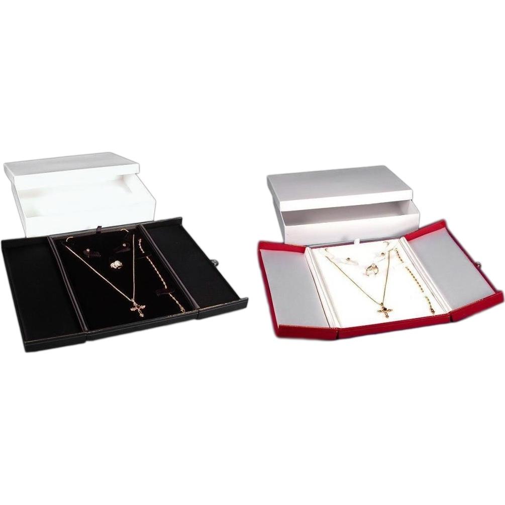 Red &#x26; Black Earring Ring Necklace Bracelet Combination Jewelry Boxes Kit 2 Pcs