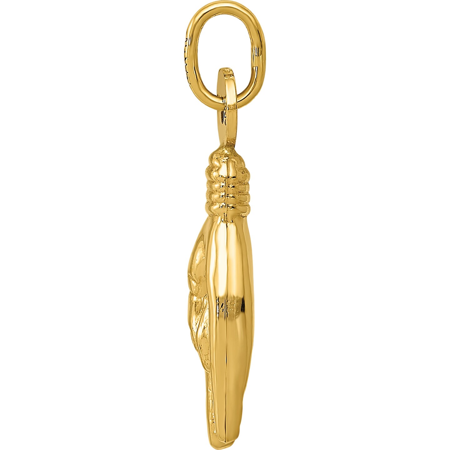 14K Yellow Gold Italian Horn & Mano Cornuto Italian Hand Sign Charms Kit 2 Pcs