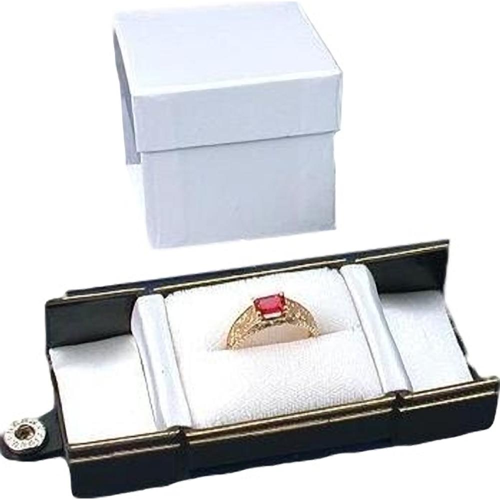 6 Black Leatherette Snap Closure Ring Boxes Displays