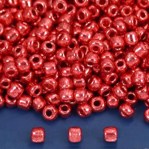 25 Grams Metallic Dark Red Opaque Glass Seed Beads 12/0