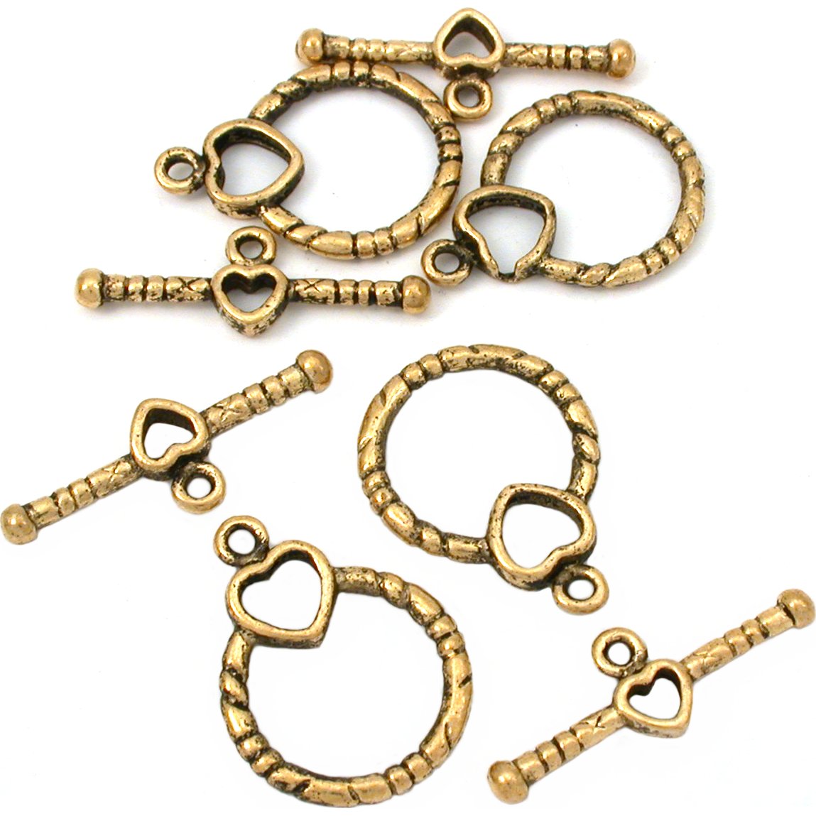 Bali Gold Toggle Clasps Gold Plated Claps for Bracelets, Real Gold