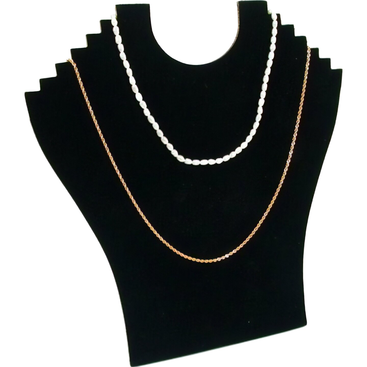 6 Tier Black Flocked Cardboard Necklace Chain Display Bust Easel