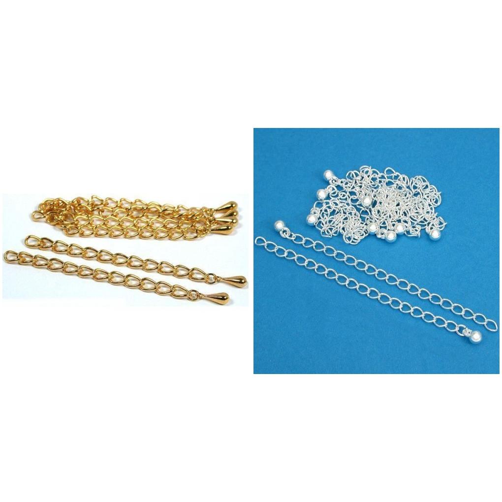 Gold &#x26; Silver Plated NeckLace Bracelet Chain Extenders Kit 20 Pcs