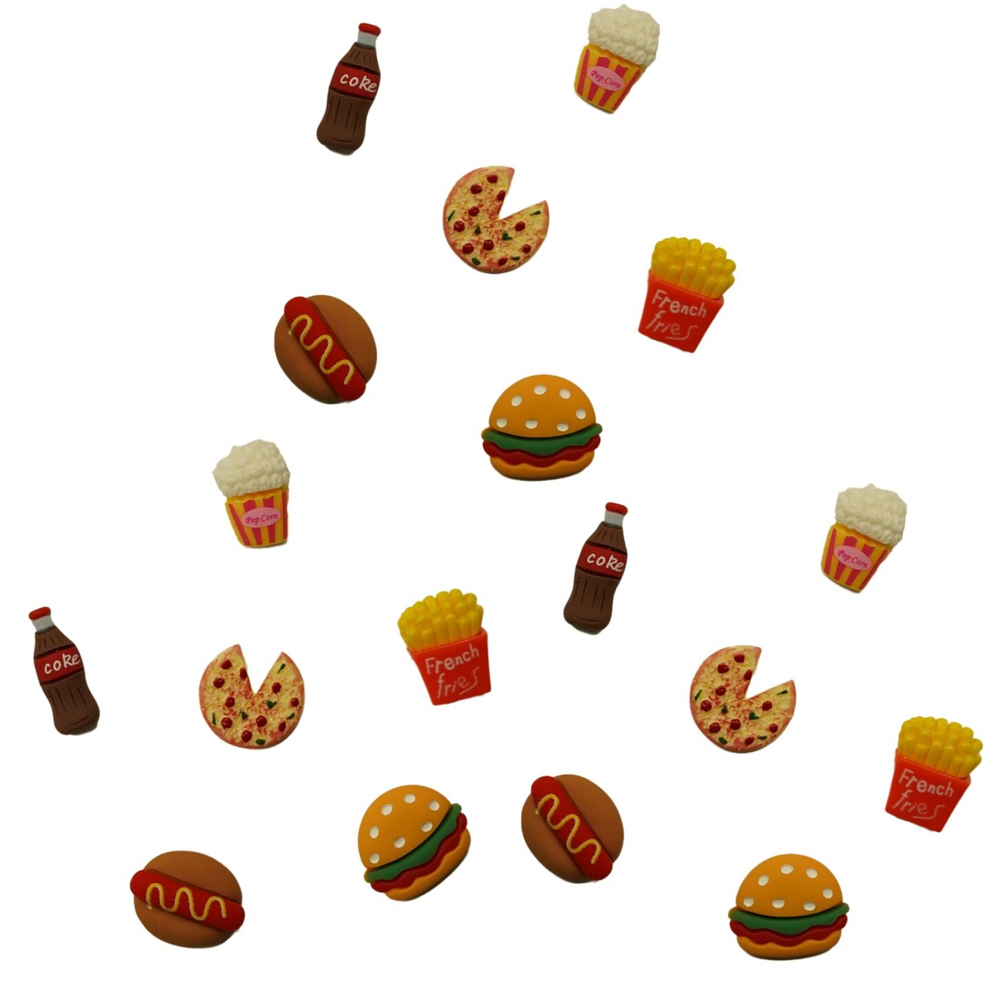 Buttons Galore Flatback Embellishments for Crafts - Fast Food - 18 Pieces