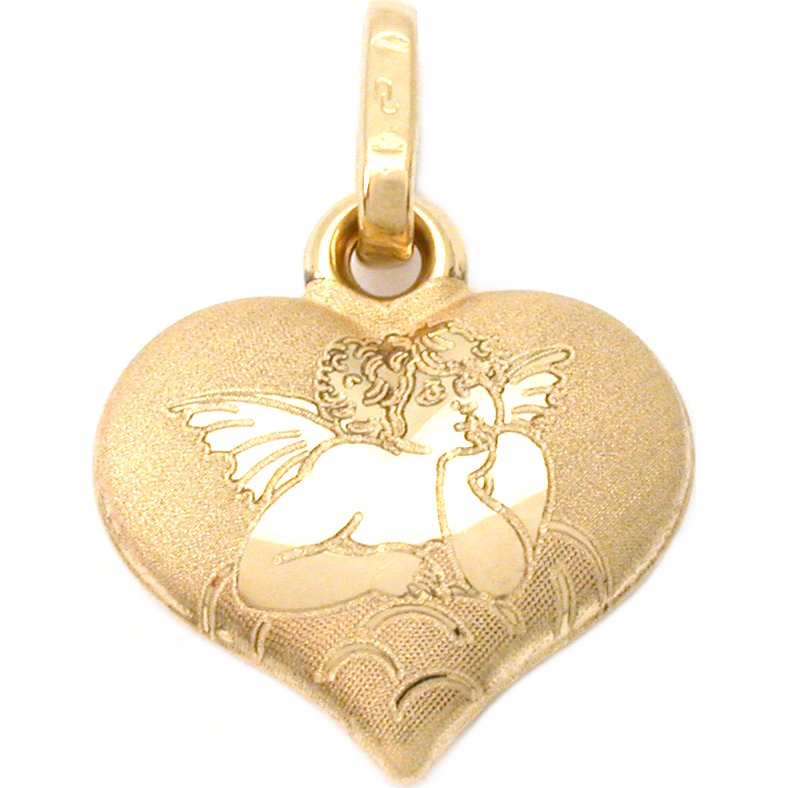 14k Gold Angel Friend Heart Charm Religious Jewelry