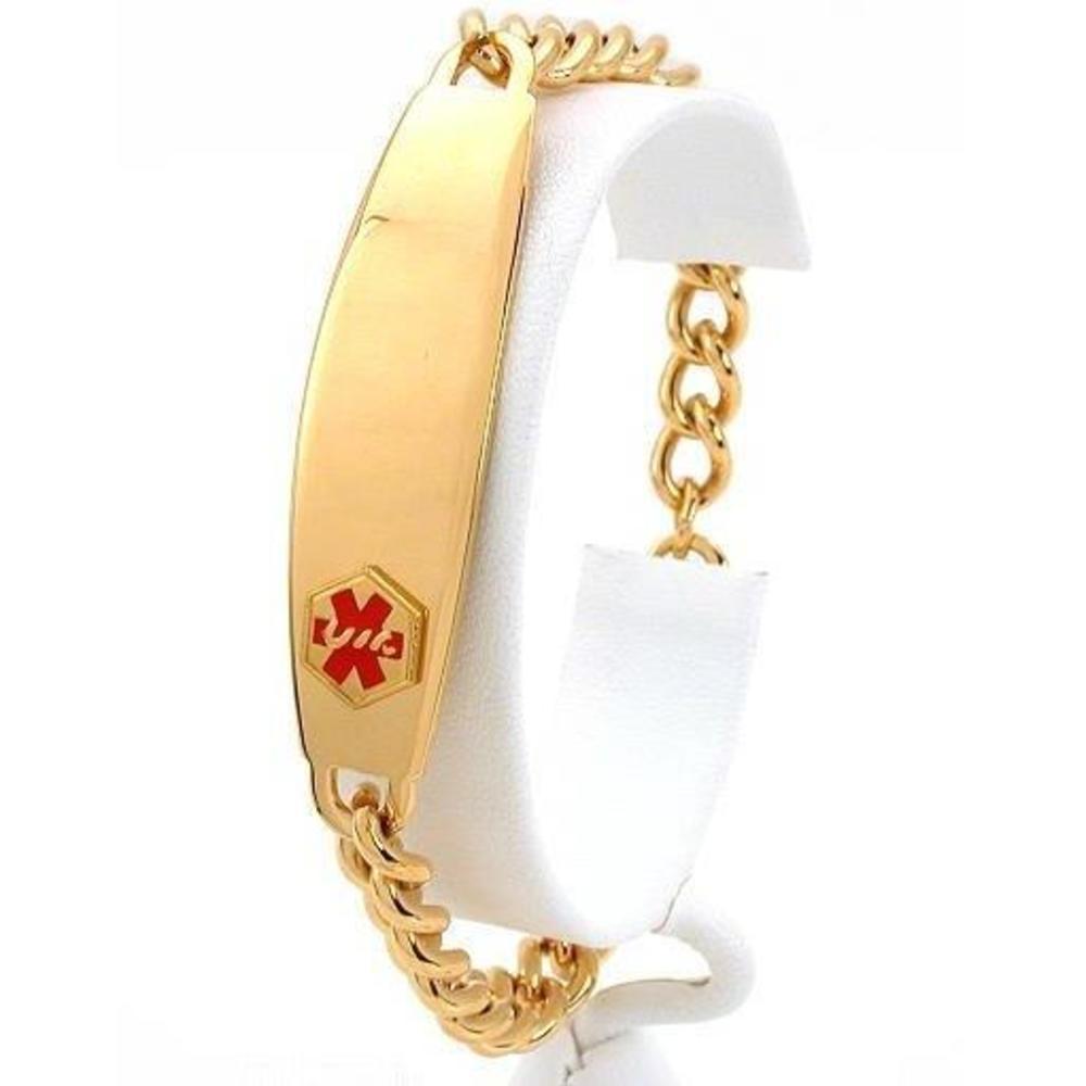 Stainless Steel & Yellow Metal 8" Medical ID Bracelet Emergency Info Kit 2 Pcs