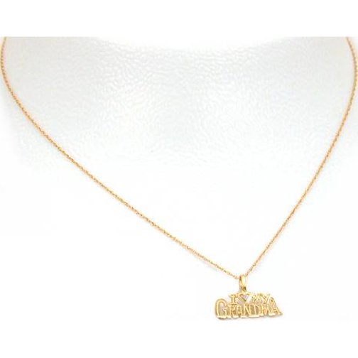 14K Gold I Love My Grandma Charm 18&#x22; Chain Jewelry