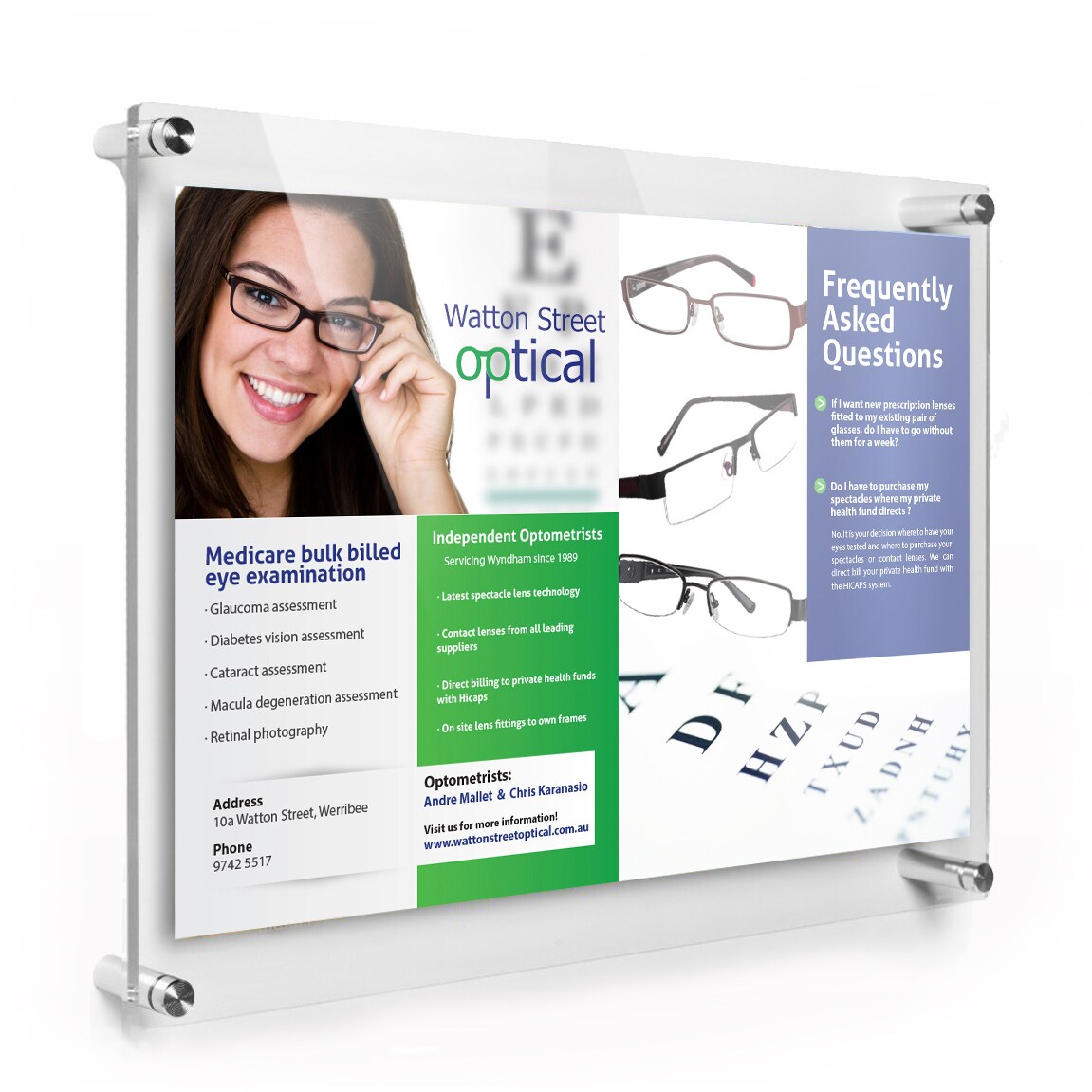 ArtToFrames 12x24 inches Floating Acrylic Frame (Full Frame is 16x28) with Choice of Chrome, Gold, Satin, White or Black Standoff Hardware