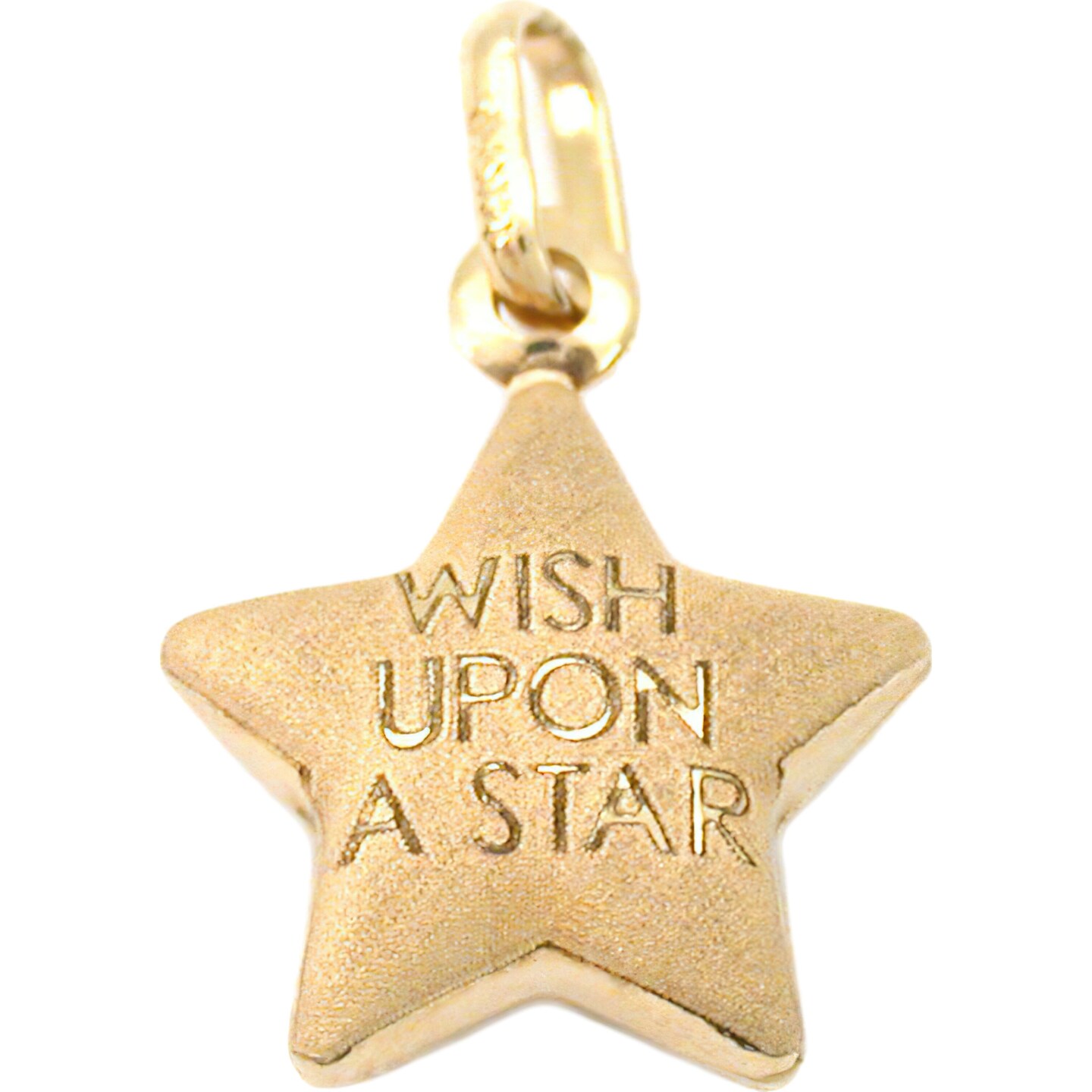 14k Satin Gold Wish Upon A Star Charm 14mm