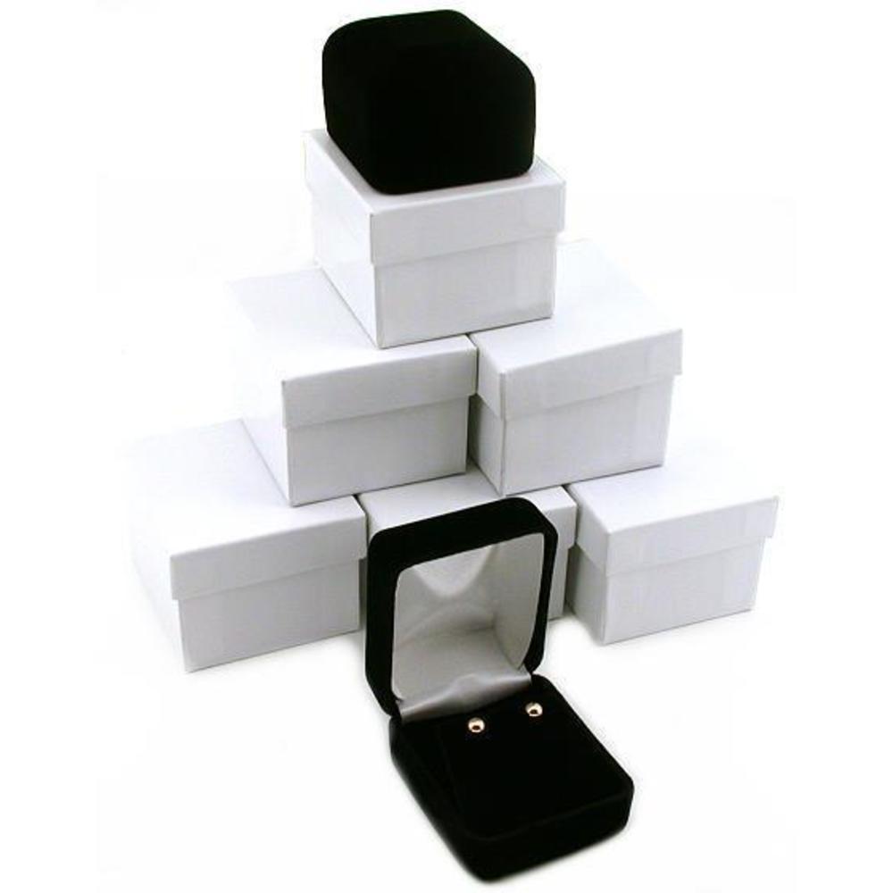 6 Black Velvet Earring Boxes Displays Showcase Gift Box