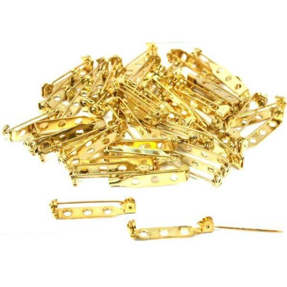 50 Bar Pin Backs Broach Hat Badge Jewelry Safety Parts