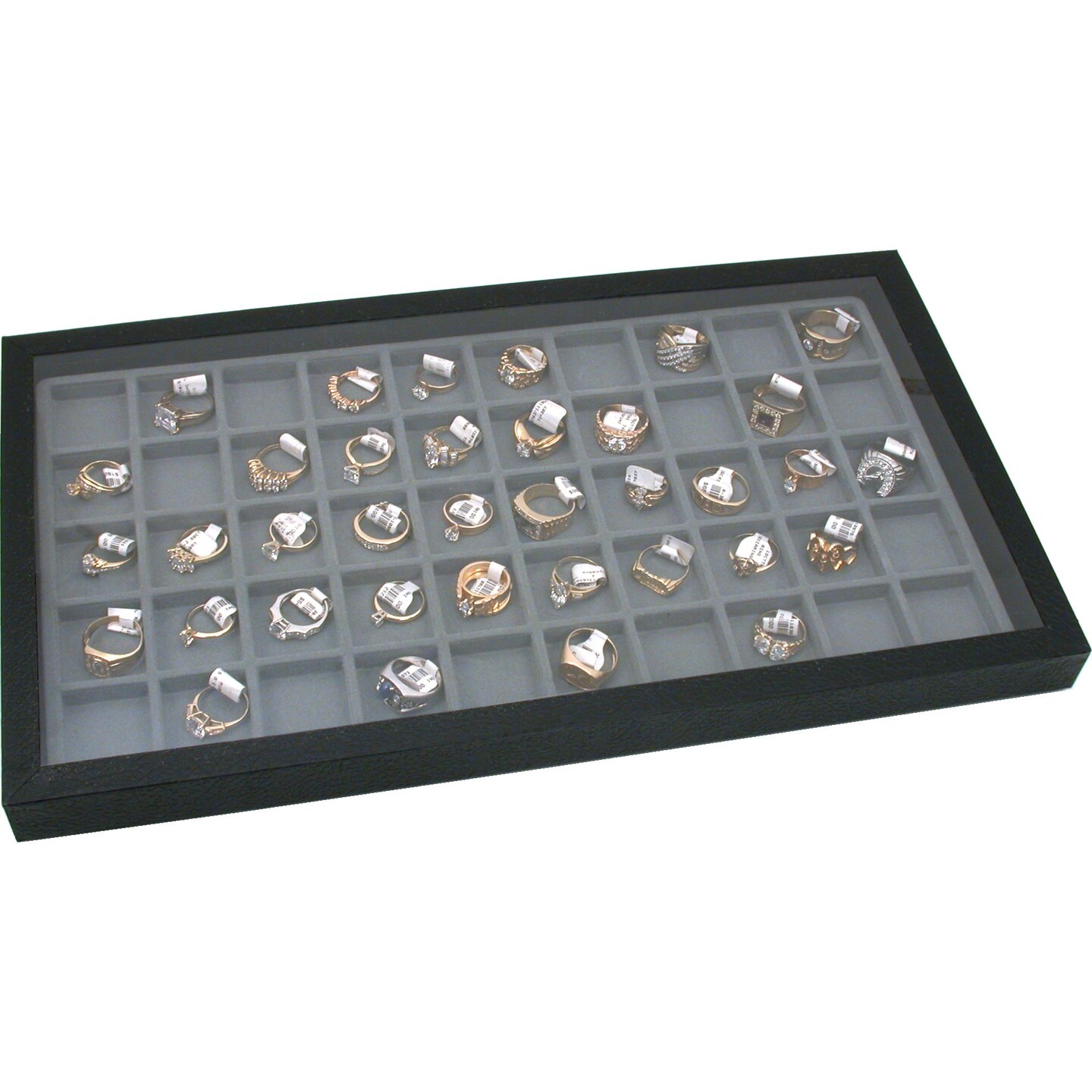 6 Jewelry Box Display Cases Gray 50 Slot Inserts New