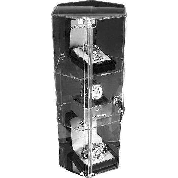 Large Revolving Rotating Showcase Display Locking Acrylic Case