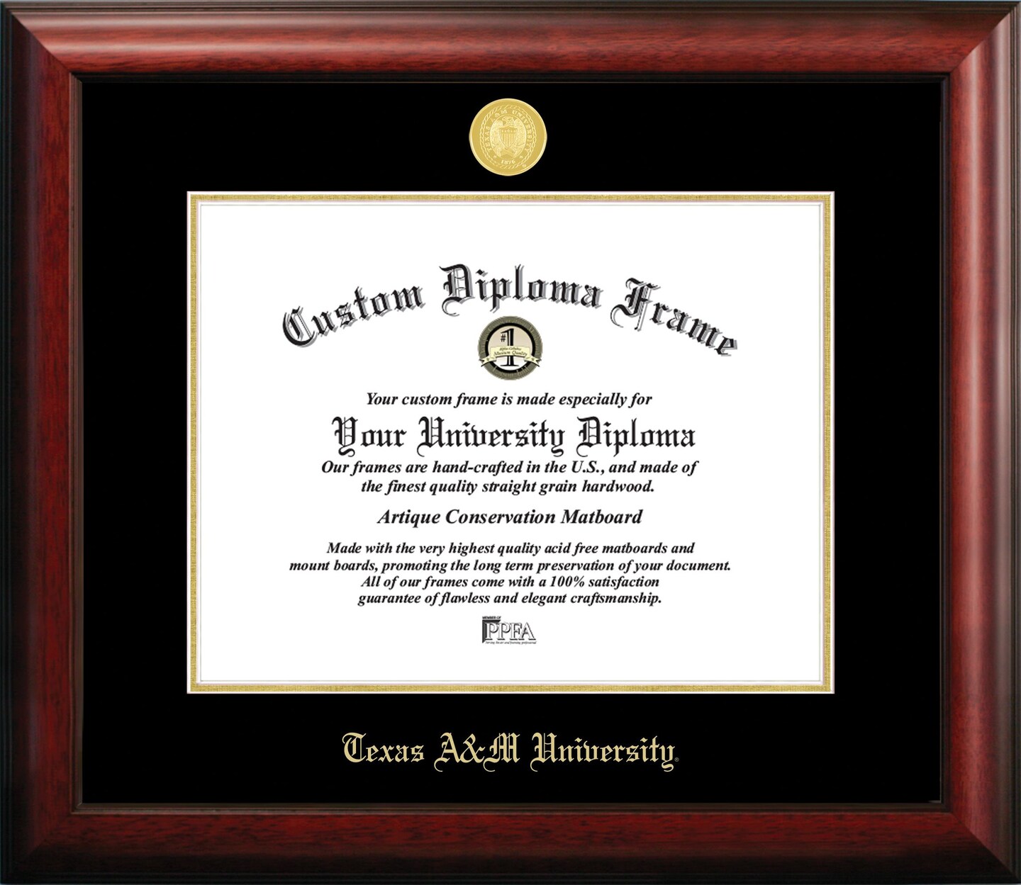 Texas A&#x26;M University 16w x 12.5h Gold Embossed Diploma Frame